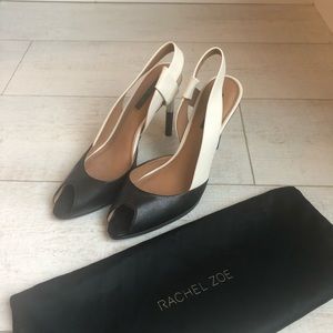 Rachel Zoe Peep toe Black and White Heel - Size 8